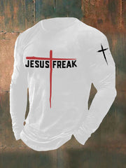 Men's Jesus Freak Print Casual T-shirt