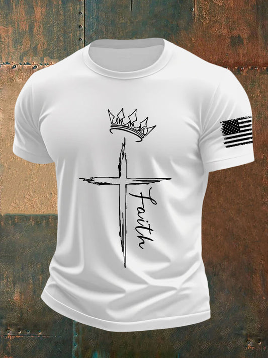 Men's Faith Cross Crown Short Sleeve T-shirt