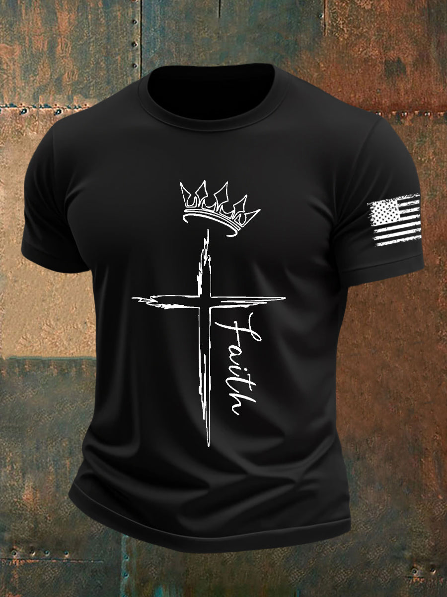 Men's Faith Cross Crown Short Sleeve T-shirt