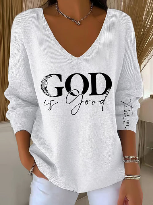 Women's God Is Good All The Time Casual Long-Sleeve Top