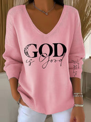 Women's God Is Good All The Time Casual Long-Sleeve Top