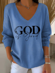 Women's God Is Good All The Time Casual Long-Sleeve Top