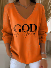 Women's God Is Good All The Time Casual Long-Sleeve Top