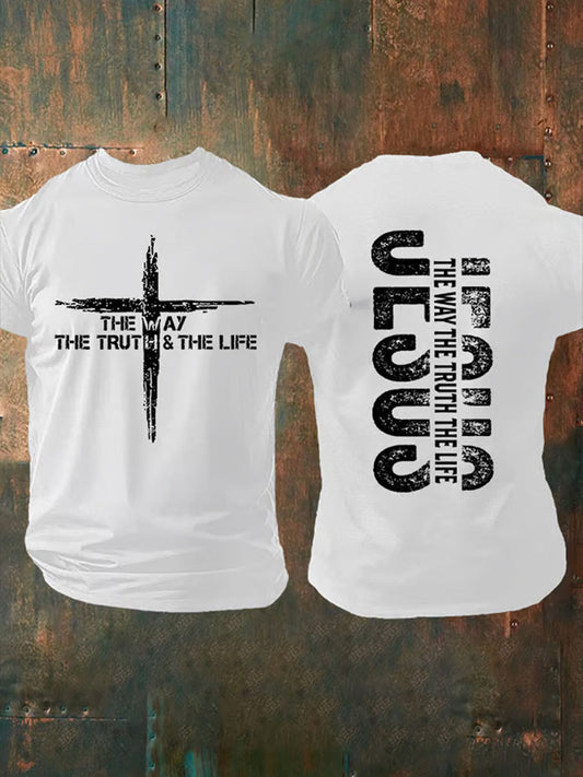 Men's Jesus The Way The Truth The Life Casual Faith Short Sleeve T-Shirt