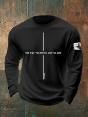 Men's Jesus The Way The Truth The Life Casual Faith Long-Sleeved T-Shirt