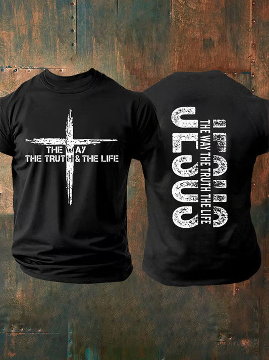 Men's Jesus The Way The Truth The Life Casual Faith Short Sleeve T-Shirt