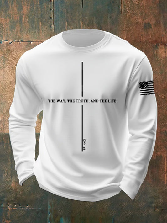 Men's Jesus The Way The Truth The Life Casual Faith Long-Sleeved T-Shirt