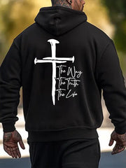 Men's Jesus The Way The Truth The Life Printed Casual Hoodie