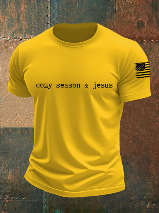 Men's Cozy Season & Jesus Short-sleeved T-shirt