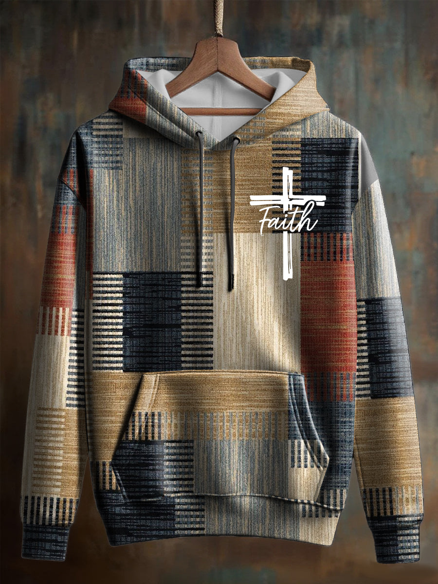 Men's Faith Cross Oversized Drop-Shoulder Hoodie