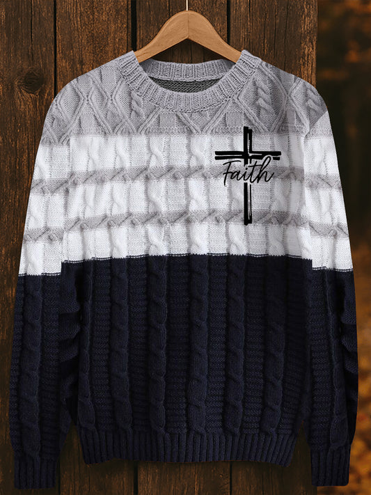 Men's Faith Cross Imitation Sweater