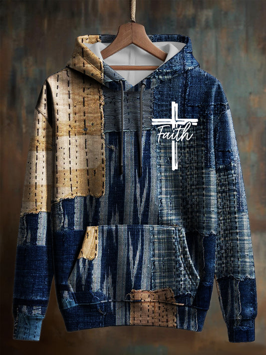 Men's Faith Cross Oversized Drop-Shoulder Hoodie