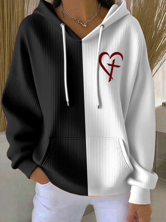 Women's Faith Cross Print Casual Hoodie