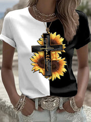 Women's Faith Cross Print Casual T-shirt
