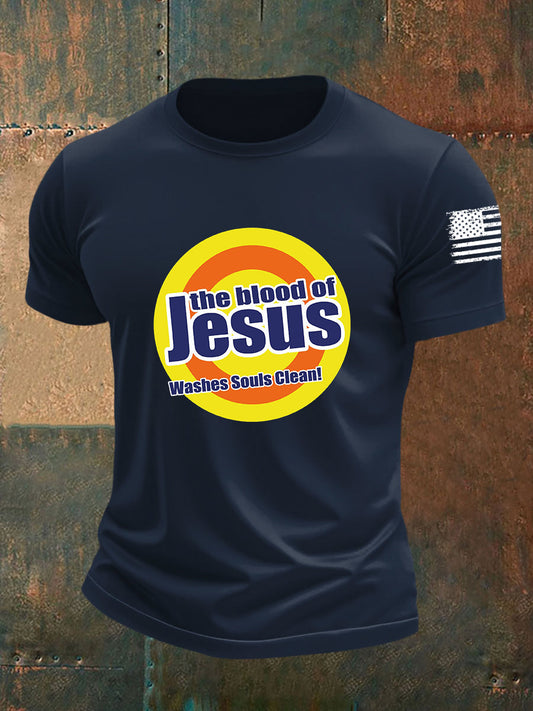 Men's The Blood Of Jesus Washes Souls Clean Short-sleeved T-shirt
