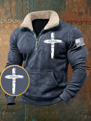 Men's Goat God Over All Things Pocket Fur Collar Zip Hoodie