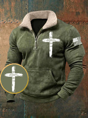 Men's Goat God Over All Things Pocket Fur Collar Zip Hoodie