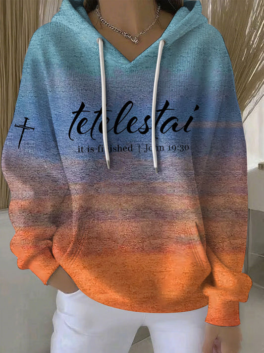 Women's It Is Finished Printed Casual Hoodie