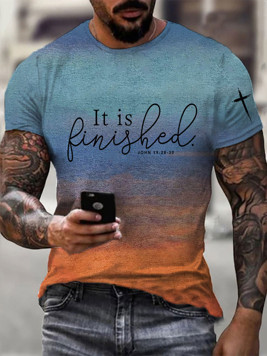 Men's It Is Finished Printed Casual T-shirt