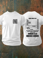 Men's Bible Verse Jesus Paid It All  Cross Short Sleeve T-shirt