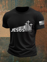 Men's Bible Verse Jesus Paid It All  Cross Short Sleeve T-shirt
