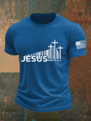 Men's Bible Verse Jesus Paid It All  Cross Short Sleeve T-shirt