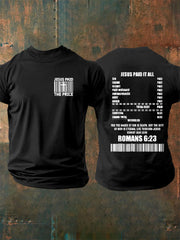 Men's Bible Verse Jesus Paid It All  Cross Short Sleeve T-shirt