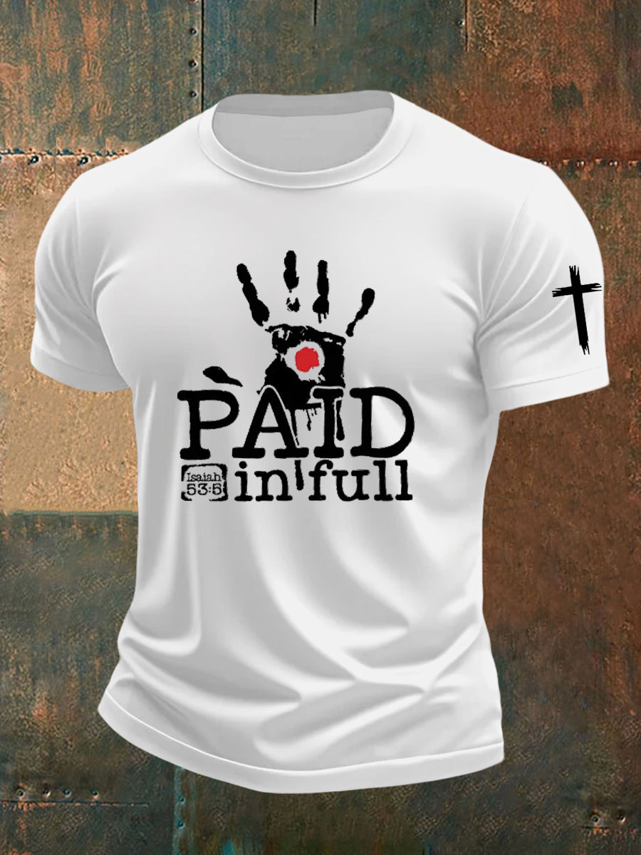 Men's Bible Verse Jesus Paid It All  Cross Short Sleeve T-shirt