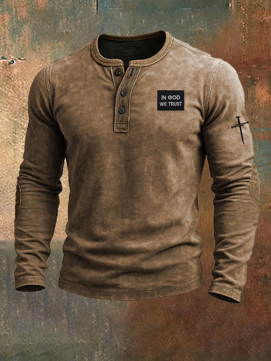 Men's In God We Trust Vintage Long-sleeved T-shirt