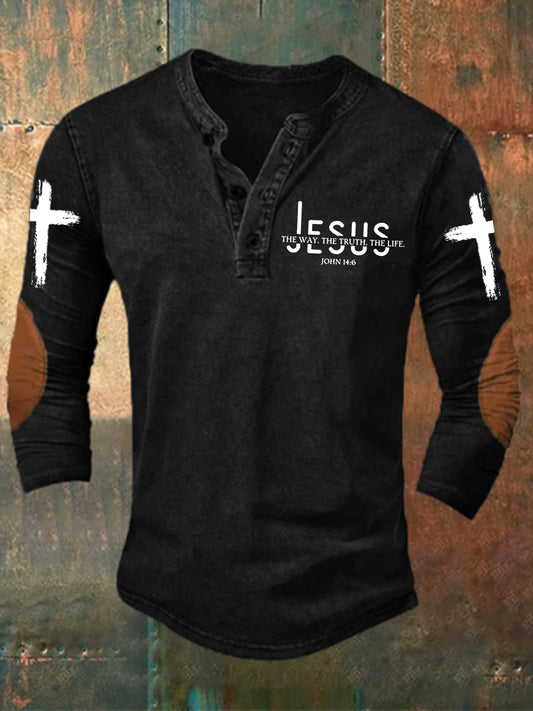 Men's Jesus Vintage Long-sleeved T-shirt
