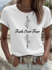 Women's Faith Over Fear Printed Casual T-shirt