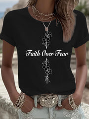 Women's Faith Over Fear Printed Casual T-shirt
