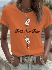 Women's Faith Over Fear Printed Casual T-shirt