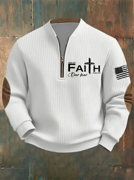 Men's Faith Over Fear  Cross Printed Casual Top