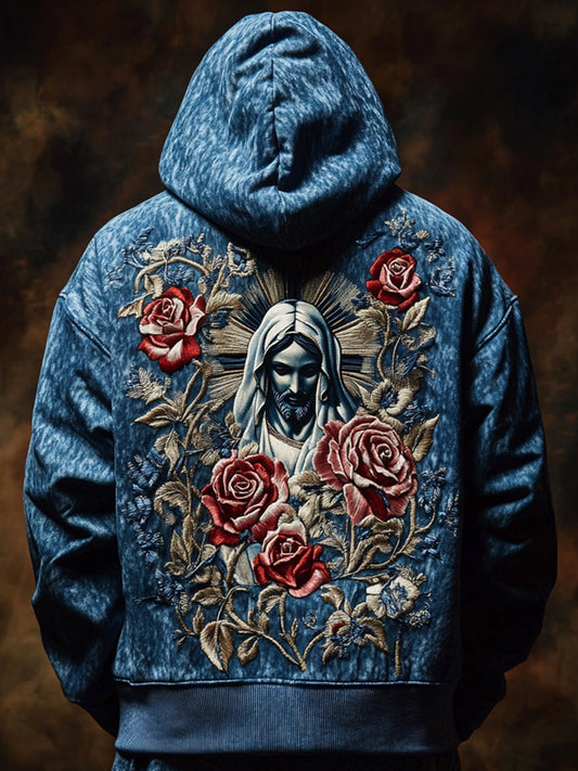 Men's Jesus Faith Christianity Art Oversized Drop-Shoulder Hoodie With Pockets