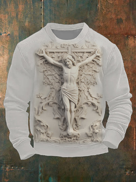 Men's Faith Christianity Jesus Art Print Crew Neck Sweatshirt