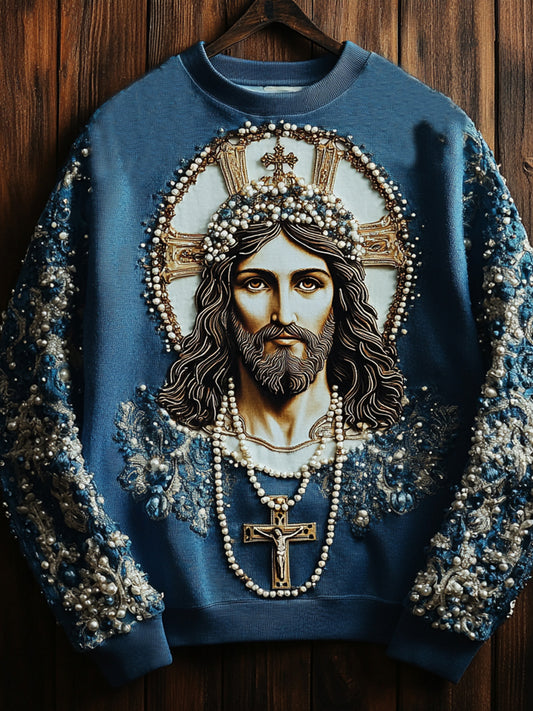 Men's Jesus Faith Christianity Art Print Crew Neck Sweatshirt