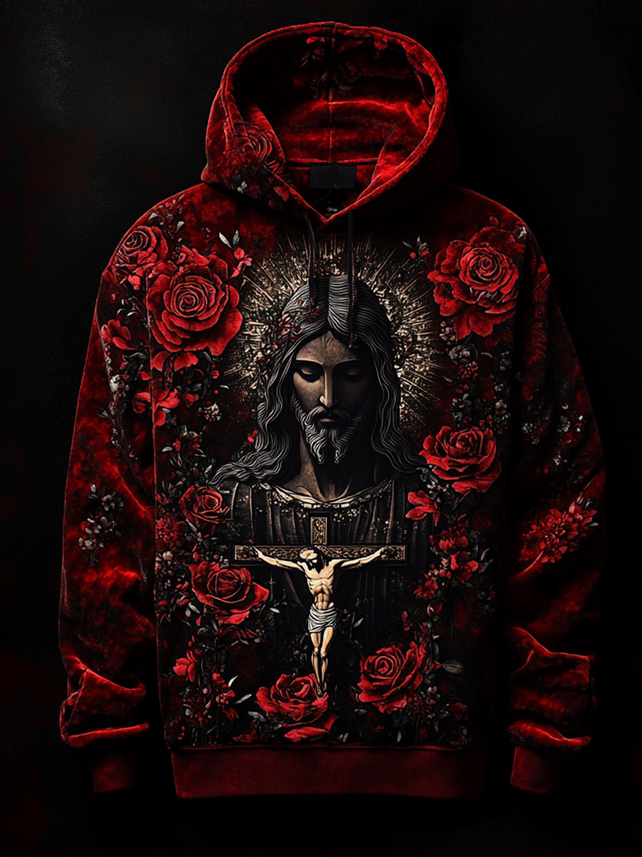 Men's Jesus Faith Christianity Art Print Drop-Shoulder Hoodie (No Pockets)