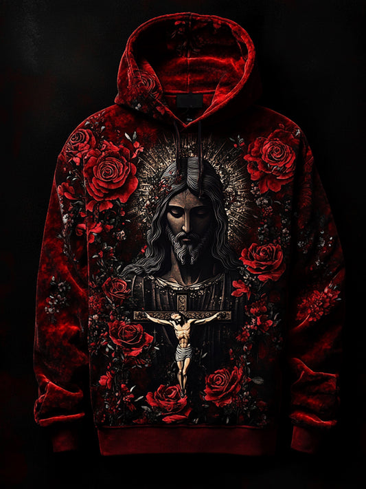 Men's Jesus Faith Christianity Art Print Drop-Shoulder Hoodie (No Pockets)