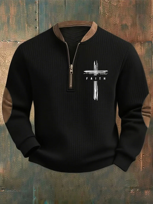 Men's Faith Cross Printed Casual Sweatshirt