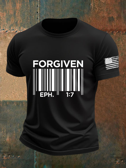 Men's Christian Bible Verses Forgiven Short Sleeve T-shirt