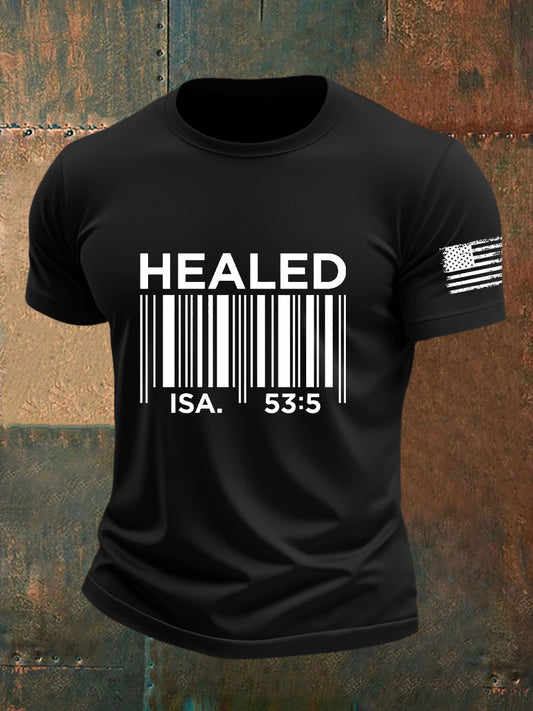 Men's Christian Bible Verses Healed Short Sleeve T-shirt