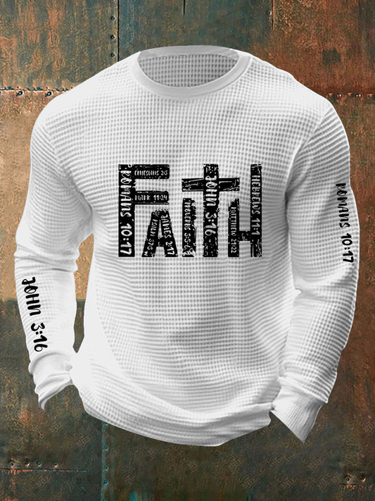 Men's Christian Bible Verses Faith Waffle Long Sleeve T-Shirt