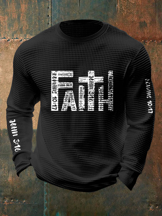 Men's Christian Bible Verses Faith Waffle Long Sleeve T-Shirt