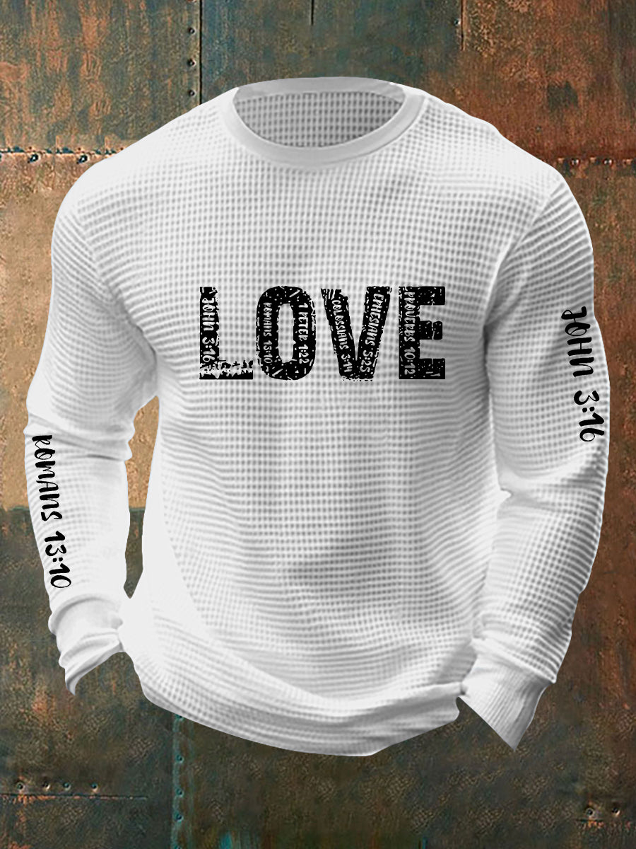 Men's Christian Bible Verses Faith Waffle Long Sleeve T-Shirt