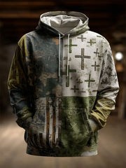 Men's Retro Western Faith Print Casual Hoodie