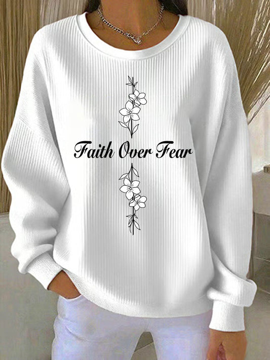 Women's Faith Over Fear Printed Casual Sweatshirt