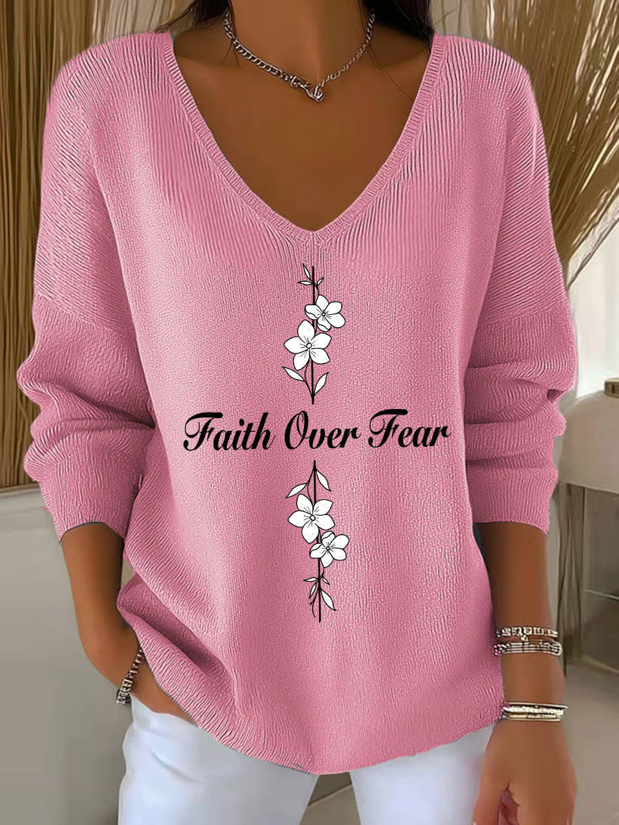 Women's Faith Over Fear Printed Casual Top