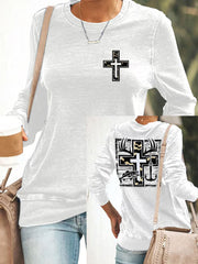 Women's Retro Faith Fishing Hunting Printed Casual Sweatshirt