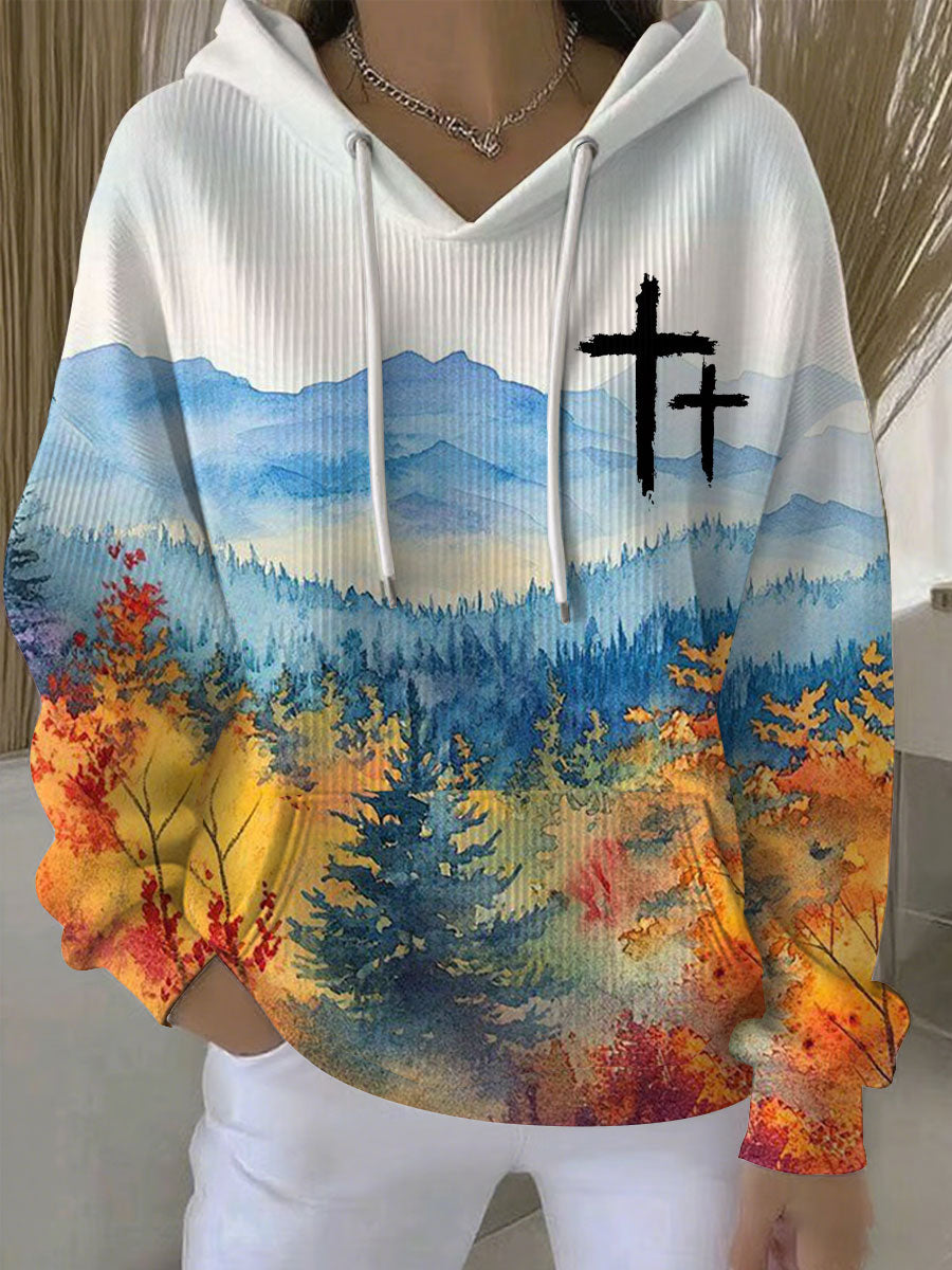 Women's Fall Faith Print Casual Sweatshirt